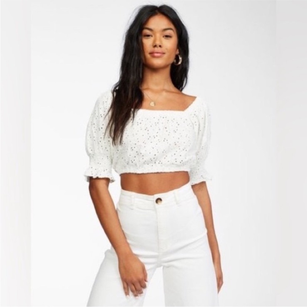Billabong White Eyelet Crop Top